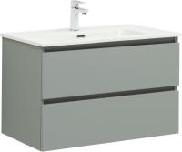 Тумба с раковиной Aquanet Вега 2.0 90 2 ящика, мисти грин, раковина Flat