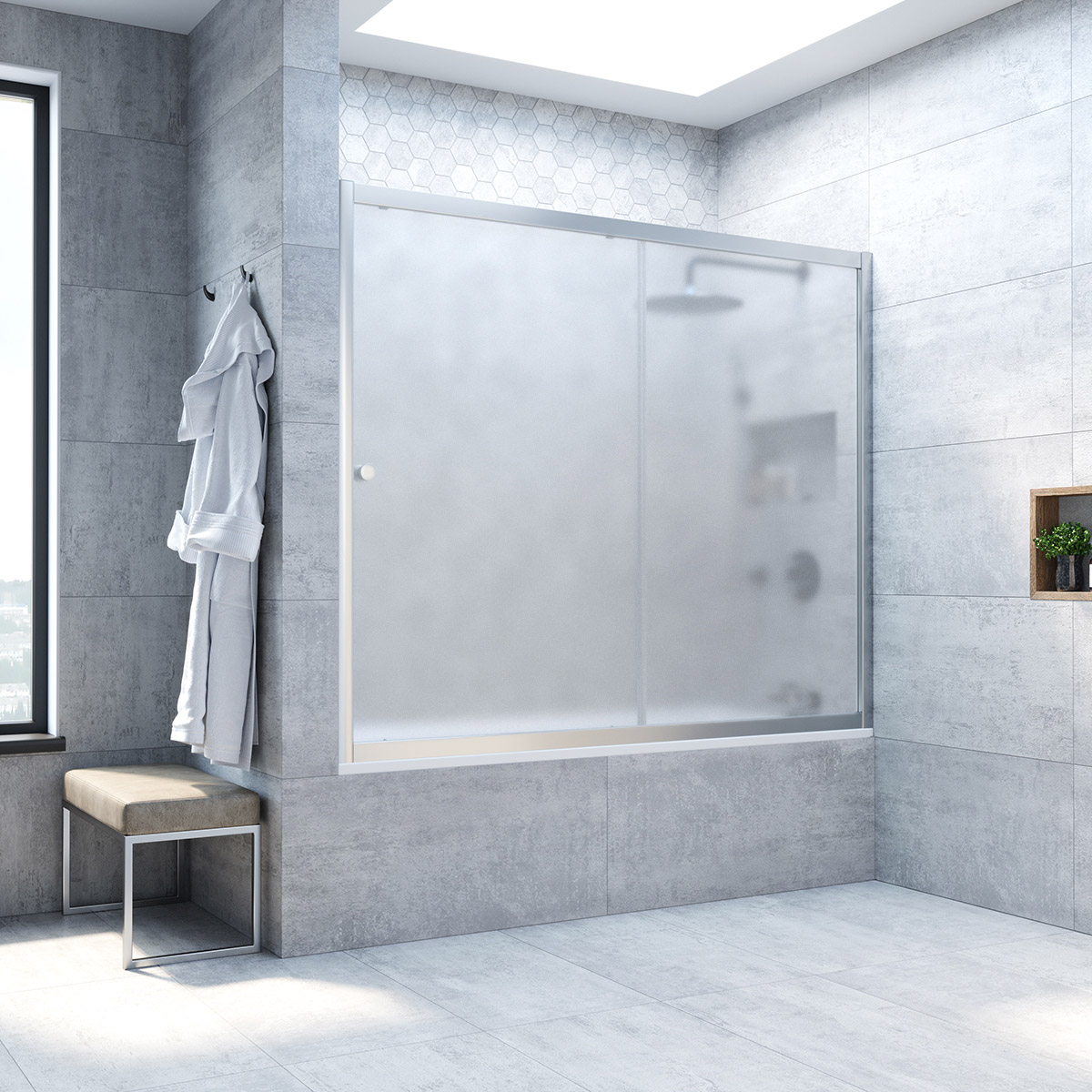 Шторка на ванну Vegas Glass ZV NOVO 190 07 10, профиль матовый хром, стекло сатин