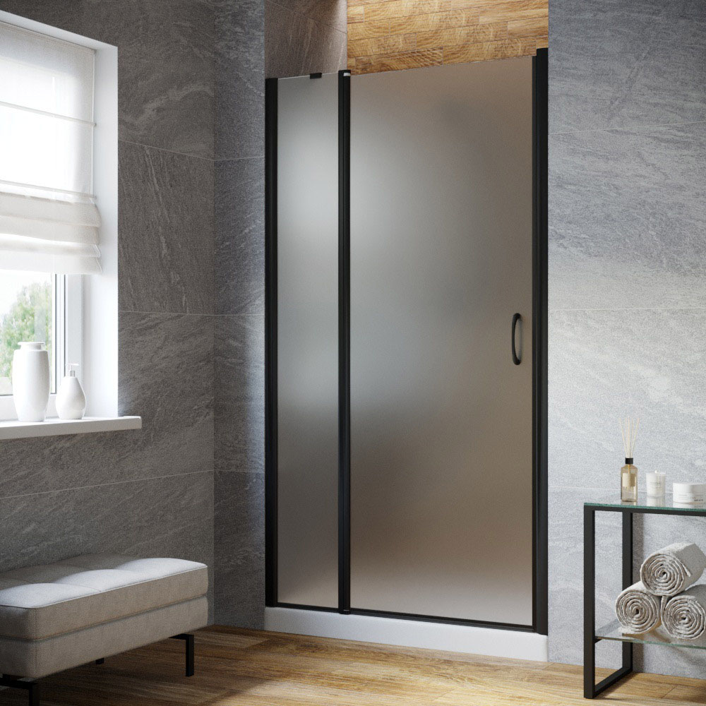 Душевая дверь в нишу Vegas Glass EP-F-1 LUX 145 02М 10 L, профиль черный матовый, стекло сатин