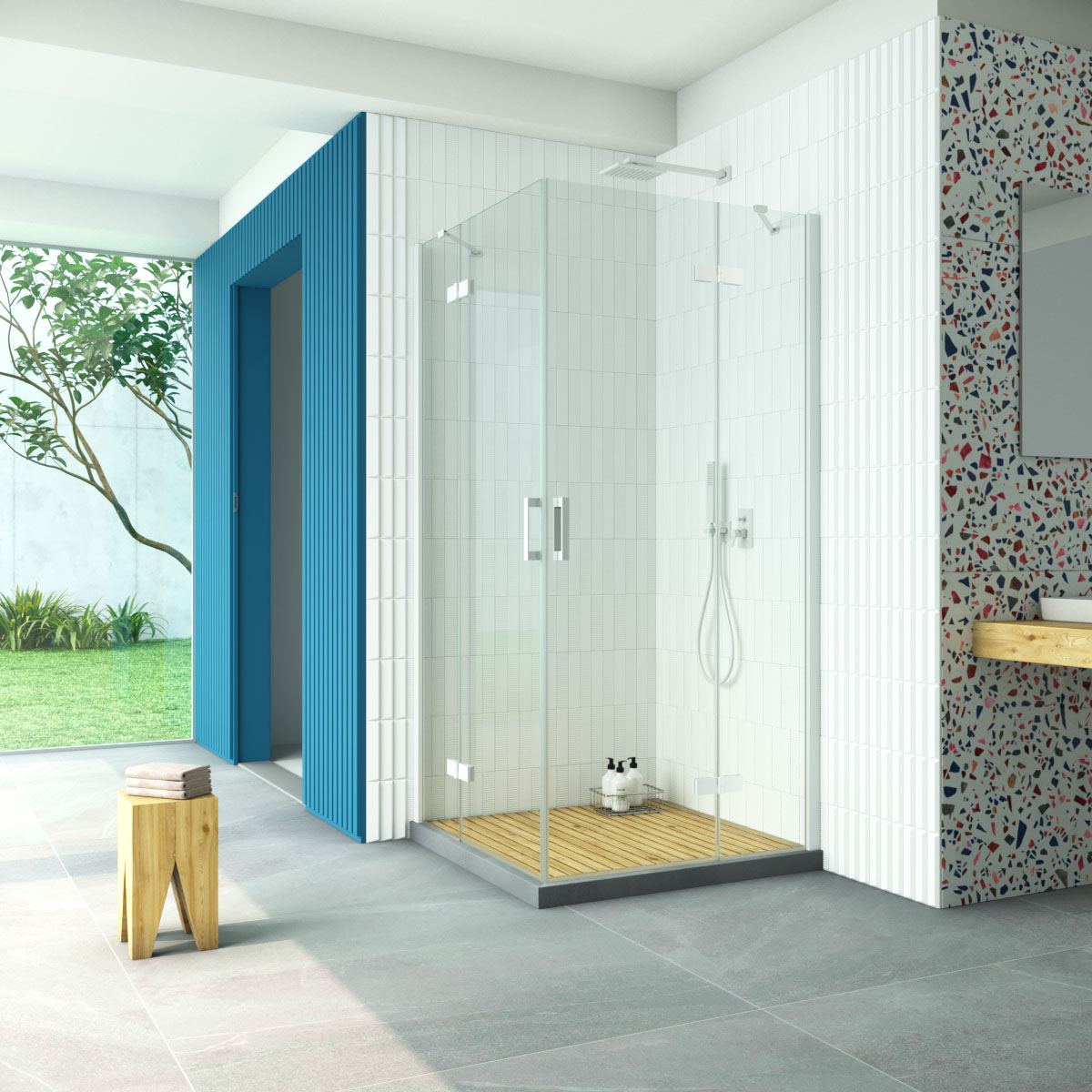 Душевой уголок Vegas Glass AFA Retta 80 01 crystalvision, профиль белый, стекло crystalvision