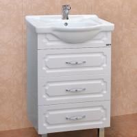 Тумба с раковиной Misty Александра 55 3 ящика, белый металлик