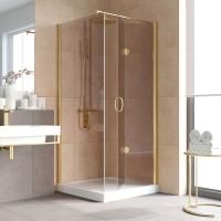 Душевой уголок Vegas Glass GPS-Fis LUX 80*80 09 05 R профиль золото глянцевое, стекло бронза