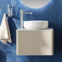 Тумба с раковиной Stworki Ноттвиль 60 бежевый шелк, с отверстием под смеситель