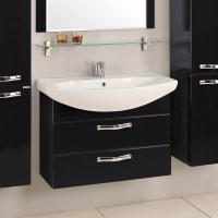 Тумба с раковиной Aquaton Ария М 80 черный глянец