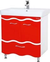 Тумба под раковину Bellezza Мари Волна 80 белая/красная