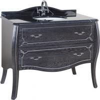 Тумба под раковину Bellezza Грация Люкс 100 черная патина серебро 2 ящика