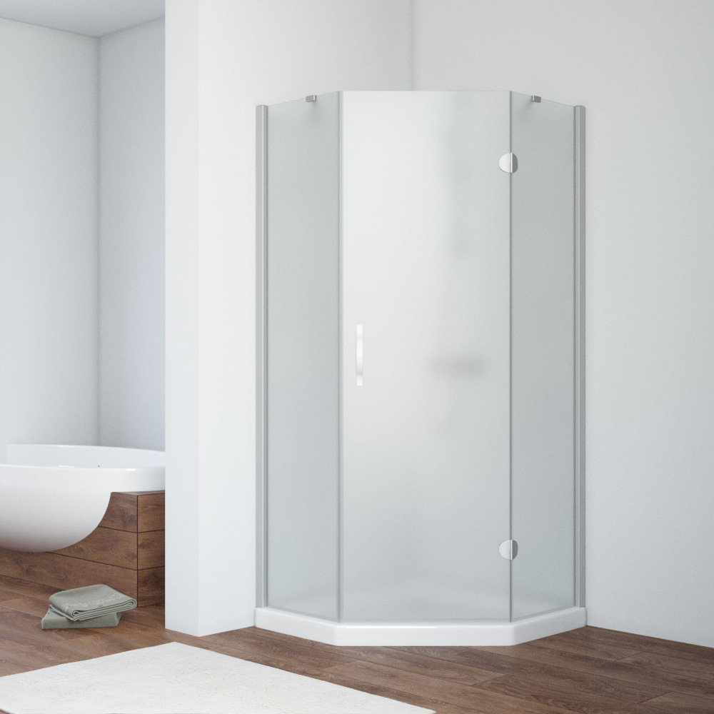 Душевой уголок Vegas Glass AFA-Pen NOVO 100 07 10 R, профиль матовый хром, стекло сатин