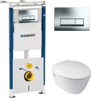 Инсталляция Geberit Duofix Платтенбау 458.125.21.1 4 в 1 с кнопкой смыва + унитаз подвесной Jacob Delafon Presquile E4440 + шумоизоляция