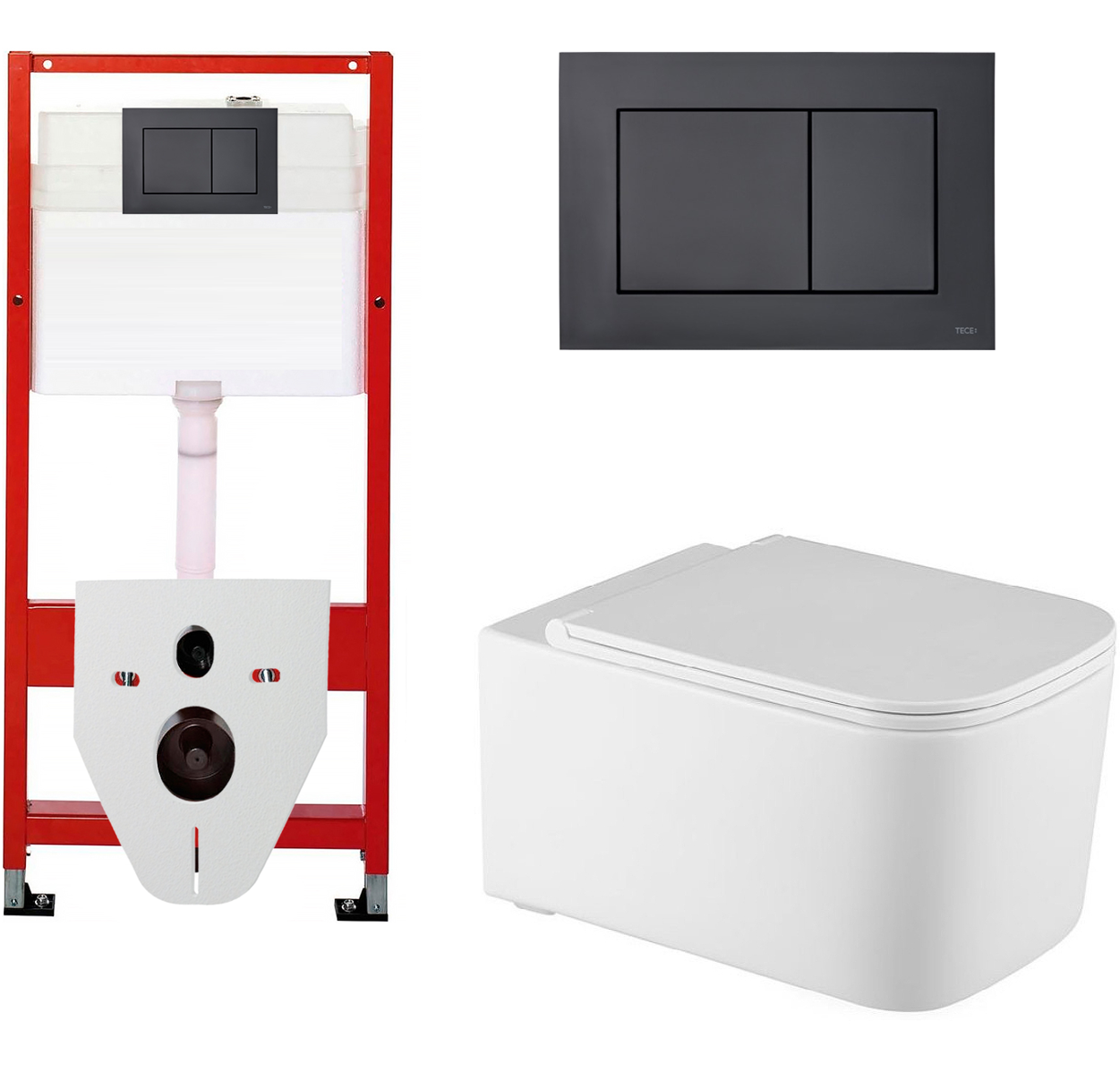 Инсталляция Tece TECEbase 9400414 с кнопкой смыва + унитаз подвесной Vincea Ultra Rimless VT1-32