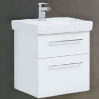 Тумба под раковину Dreja Q max 60 белый глянец, подвесная, 2 ящика