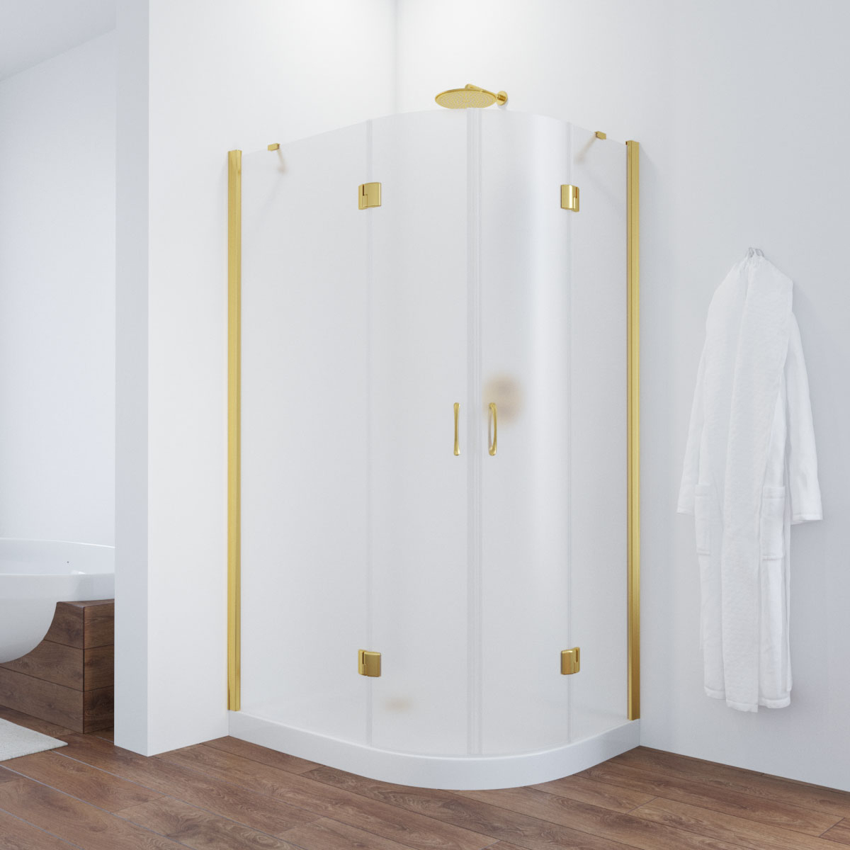 Душевой уголок Vegas Glass AFS-F TUR NOVO h1890 110*90 09 10 L, профиль золото глянцевое, стекло сатин