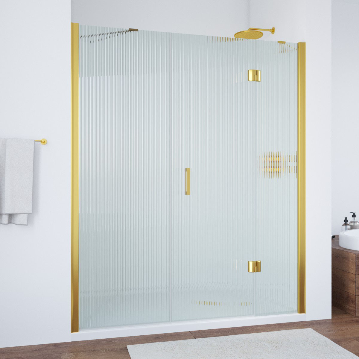 Душевая дверь в нишу Vegas Glass  AFP-F TUR NOVO h1890 180 09 Moru R, профиль золото глянцевое, стекло Moru