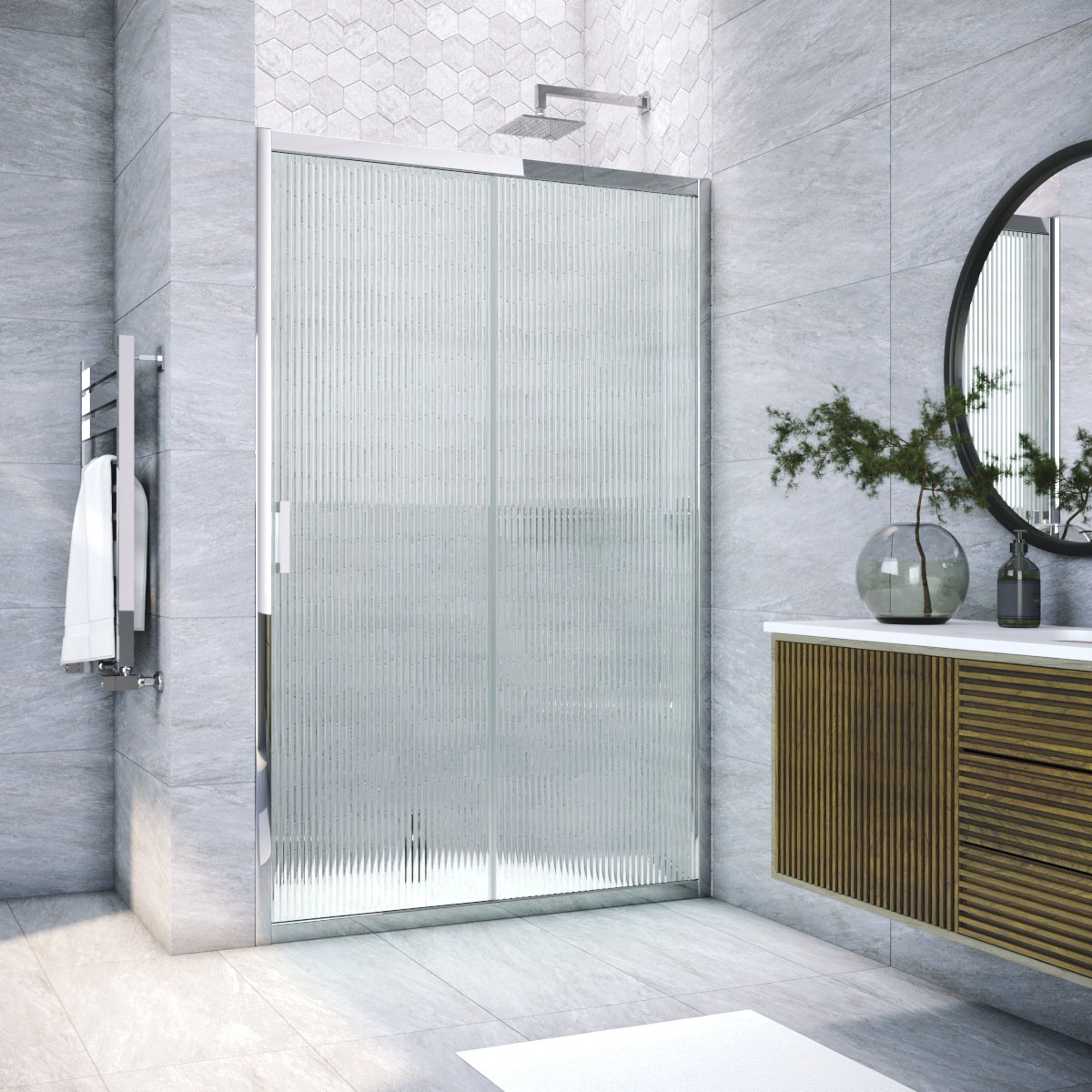 Душевая дверь в нишу Vegas Glass  ZP TUR NOVO 165 08 Moru, профиль глянцевый хром, стекло Moru