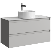 Тумба с раковиной Aqwella 5 stars Geometria 100 подвесная 2 ящика, серый туман, столешница белый мрамор