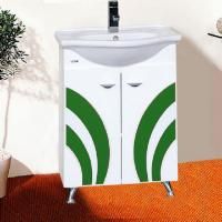 Тумба с раковиной Misty Каролина 60 прямая, зеленое стекло