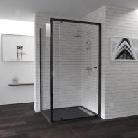 Душевой уголок RGW Passage PA-44B (785-915)х700х1850 профиль черный, стекло прозрачное