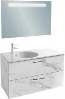 Мебель для ванной Jacob Delafon Odeon Rive Gauche 100 белый мрамор, 2 ящика, ручки черные