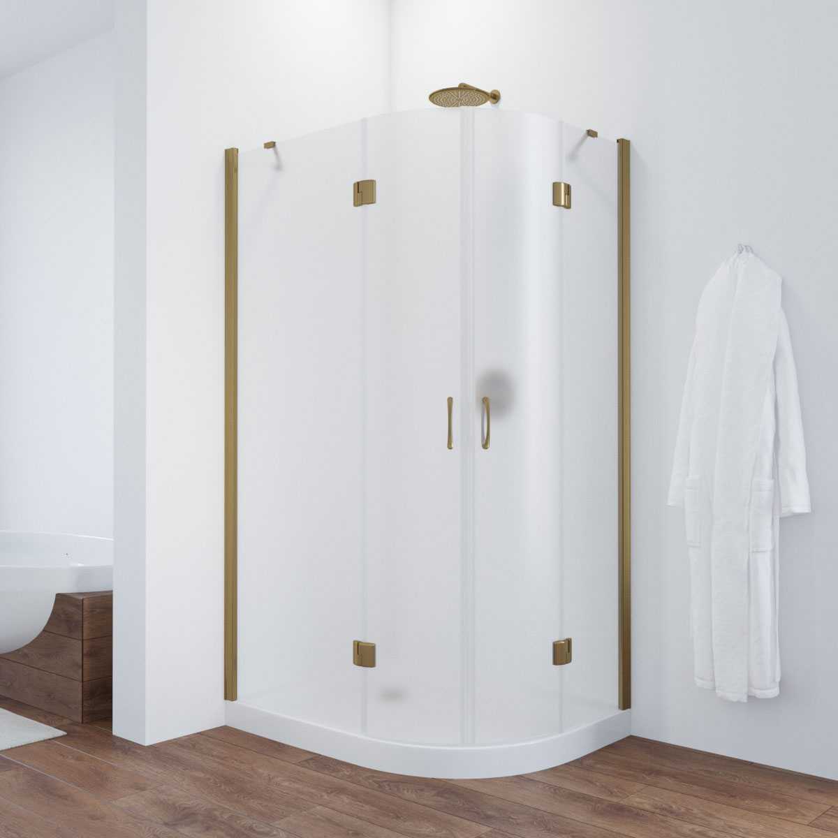 Душевой уголок Vegas Glass AFS-F TUR NOVO h1890 90*80 05 10 L, профиль бронза, стекло сатин