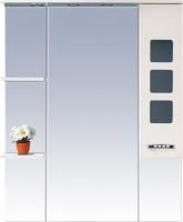 Зеркало-шкаф Misty Квадро 75 R бежевая эмаль, с подсветкой