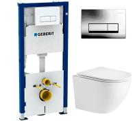 Инсталляция Geberit Duofix UP100 111.153.00.1 с кнопкой смыва Delta 51 + унитаз подвесной WeltWasser Merzbach 043 XL GL-WT