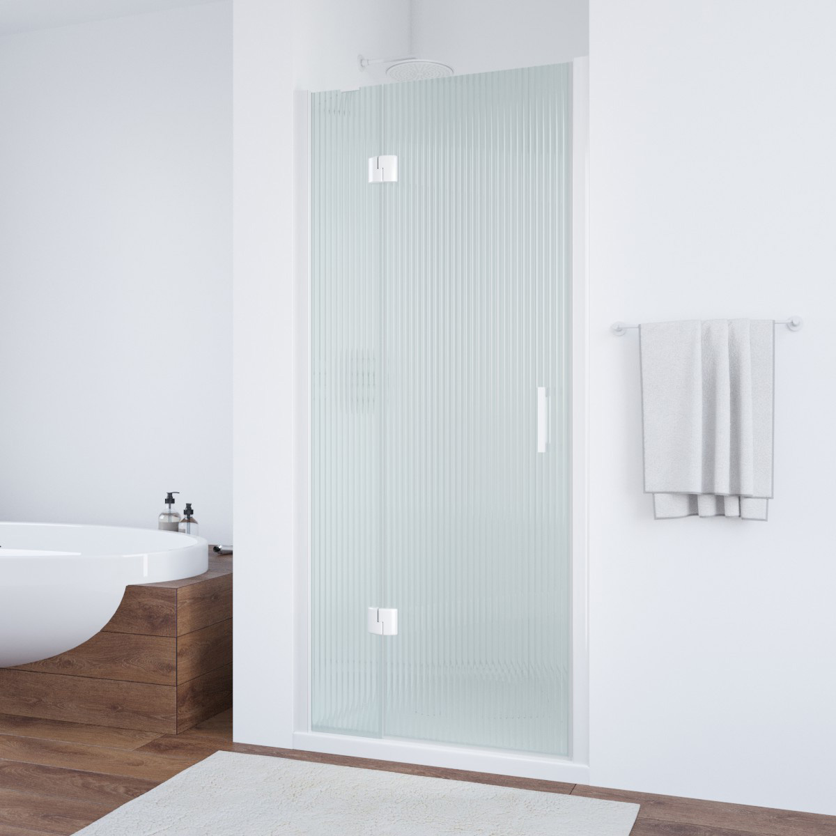 Душевая дверь в нишу Vegas Glass  AFP NOVO 120 01 Moru L, профиль белый, стекло Moru