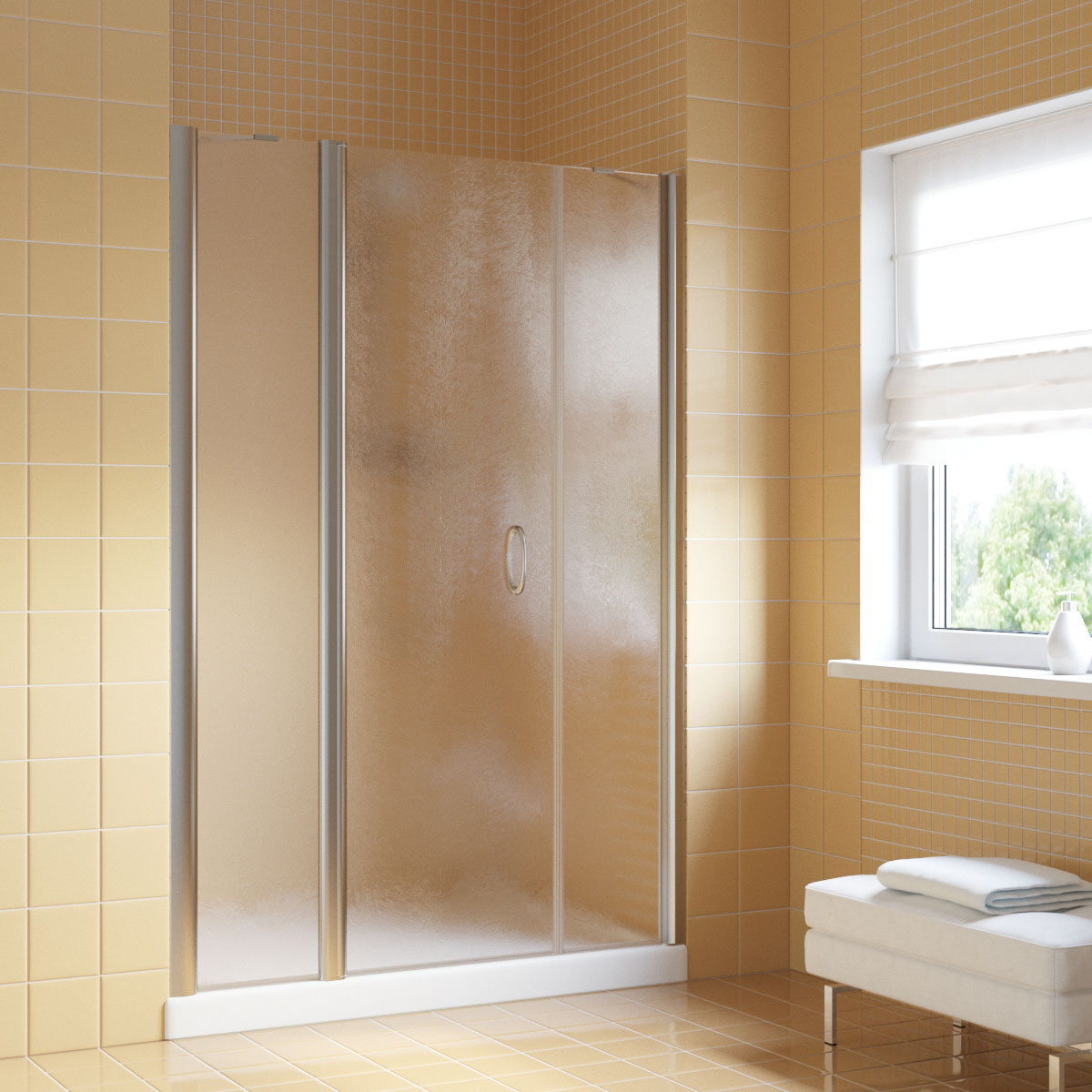 Душевая дверь в нишу Vegas Glass  EP-2F LUX 135 08 02 L, профиль глянцевый хром, стекло шиншилла