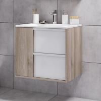 Тумба с раковиной Aquaton Бостон 60 дуб эврика, белый глянец