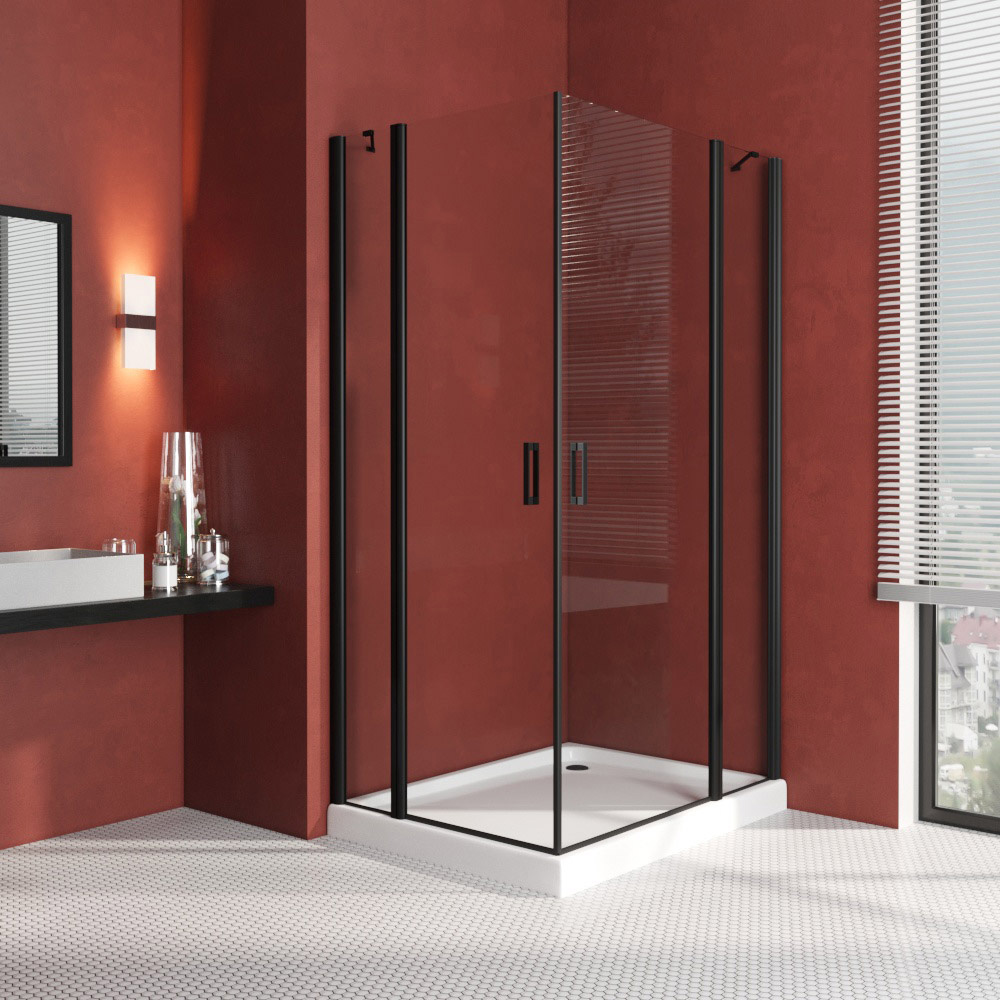 Душевой уголок Vegas Glass EFA-F LUX 100*90 02М 01 R, профиль черный матовый, стекло прозрачное