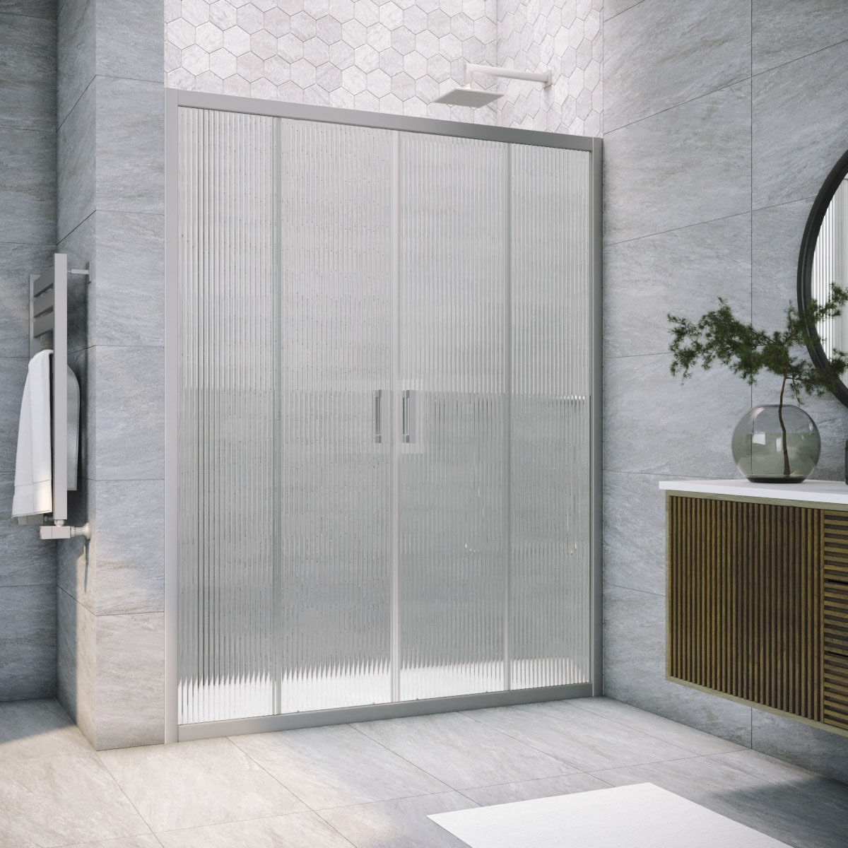 Душевая дверь в нишу Vegas Glass  Z2P NOVO h2000 155 07 Moru, профиль матовый хром, стекло Moru