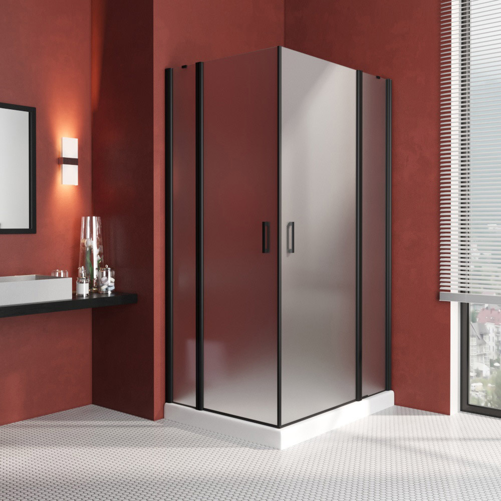 Душевой уголок Vegas Glass EFA-F LUX 120*100 02М 10 R, профиль черный матовый, стекло сатин