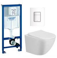 Инсталляция Grohe Rapid SL 38772001 с кнопкой + унитаз подвесной WeltWasser Merzbach 043 XL GL-WT