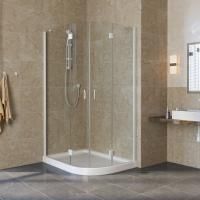 Душевой уголок Vegas Glass AFS-F Lux 110*80 01 01 L профиль белый, стекло прозрачное
