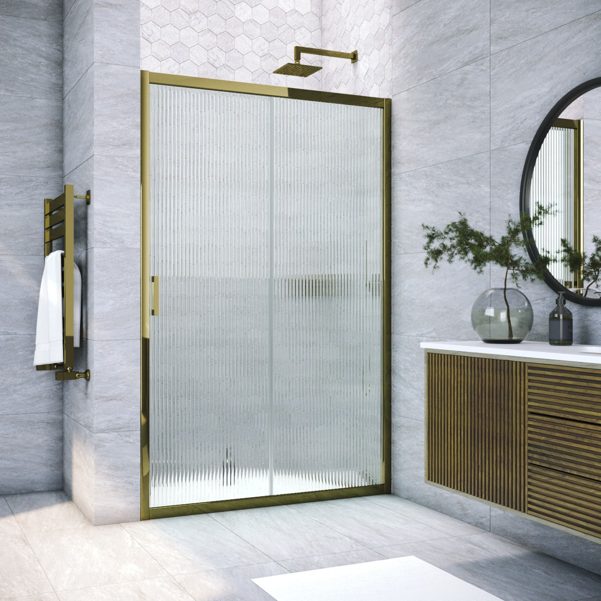 Душевая дверь в нишу Vegas Glass  ZP TUR NOVO 180 05 Moru, профиль бронза, стекло Moru