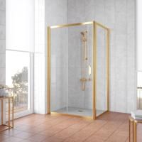 Душевой уголок Vegas Glass ZP+ZPV TUR NOVO h1900 135*80 09 01 профиль золото глянцевое, стекло прозрачное