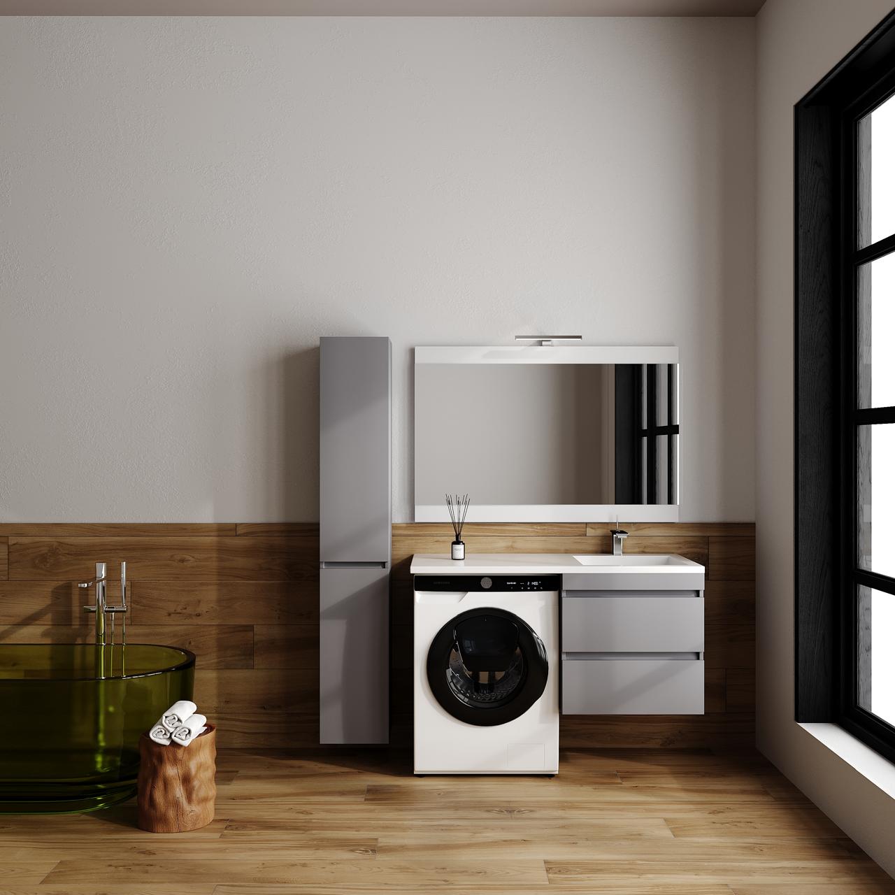 Тумба с раковиной Style Line Даллас Леон 120 R Люкс серая, Plus подвесная