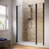 Душевая дверь в нишу Vegas Glass EP-2F LUX 145 02М crystalvision R профиль черный матовый, стекло crystalvision