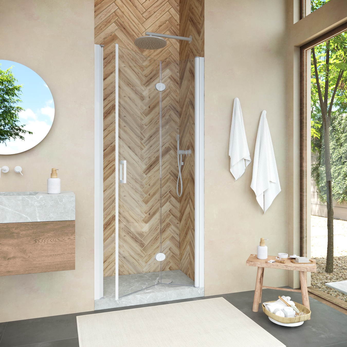 Душевая дверь в нишу Vegas Glass GPS NOVO 90 01 crystalvision, профиль белый, стекло crystalvision