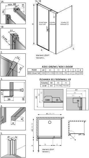 Душевой уголок Radaway Nes KDS I 140x80 L