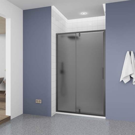 Душевая дверь в нишу Veconi Ottimo P20 GR OP20GR-110-12-C9, профиль графит брашированный, стекло матово-тонированное