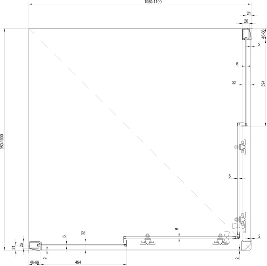 Душевой уголок Ravak BLRV2K 110х100, Grape, профиль сатин