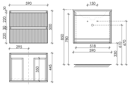 Тумба с раковиной Sancos Snob R 60 Doha Soft SNR60SM, подвесная