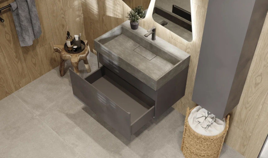 Тумба с раковиной Raval Facet 80 антрацит