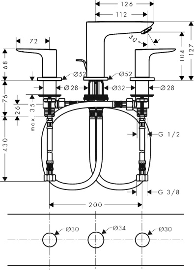 Смеситель для раковины Hansgrohe Talis E 71733340