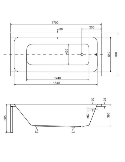 Акриловая ванна Besco Modern 170