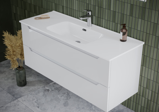 Тумба с раковиной Sancos Norma 2.0 120 белый глянец, подвесная