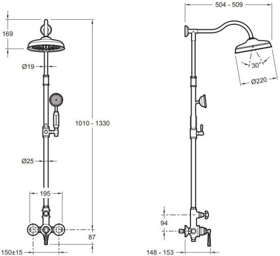 Душевая стойка Jacob Delafon Cleo 1889 E24311-BGG