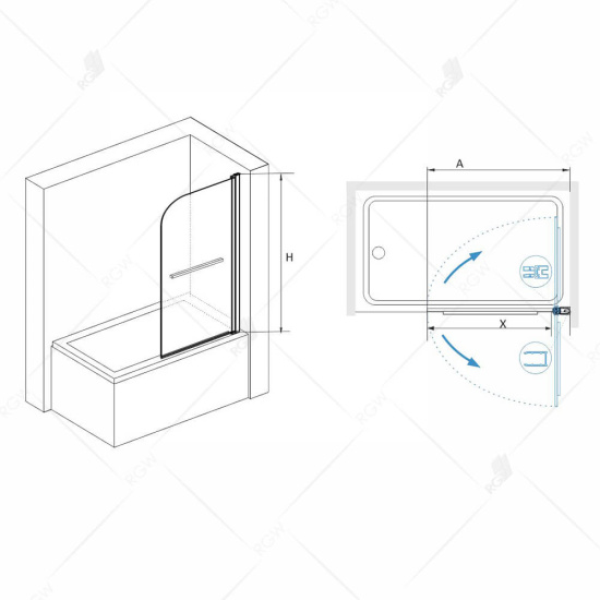 Шторка на ванну RGW Screens SC-15 800х1400 профиль хром, стекло прозрачное