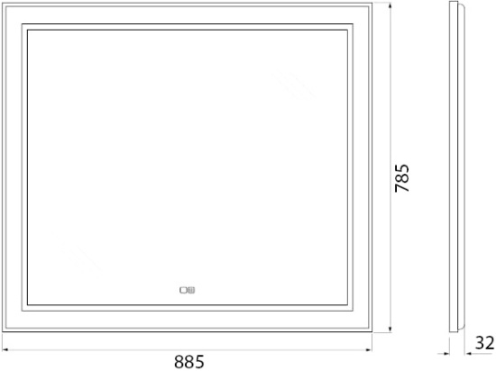 Зеркало BelBagno Kraft SPC-KRAFT-885-785-TCH-WARM-NERO черное, с подсветкой и подогревом