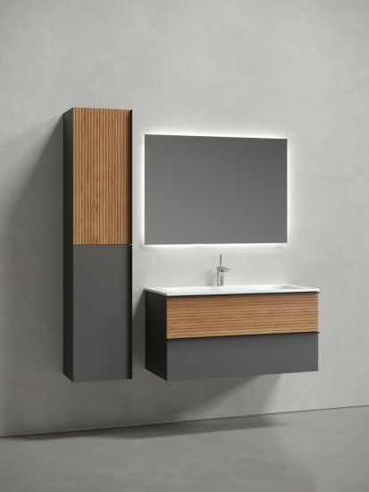 Тумба с раковиной Sancos Delta 100 дуб красный/графит, DL100GR