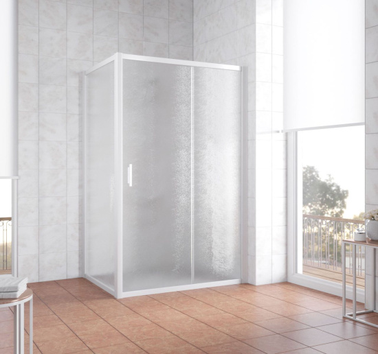 Душевой уголок Vegas Glass ZP+ZPV 140*70 01 02 профиль белый, стекло шиншилла